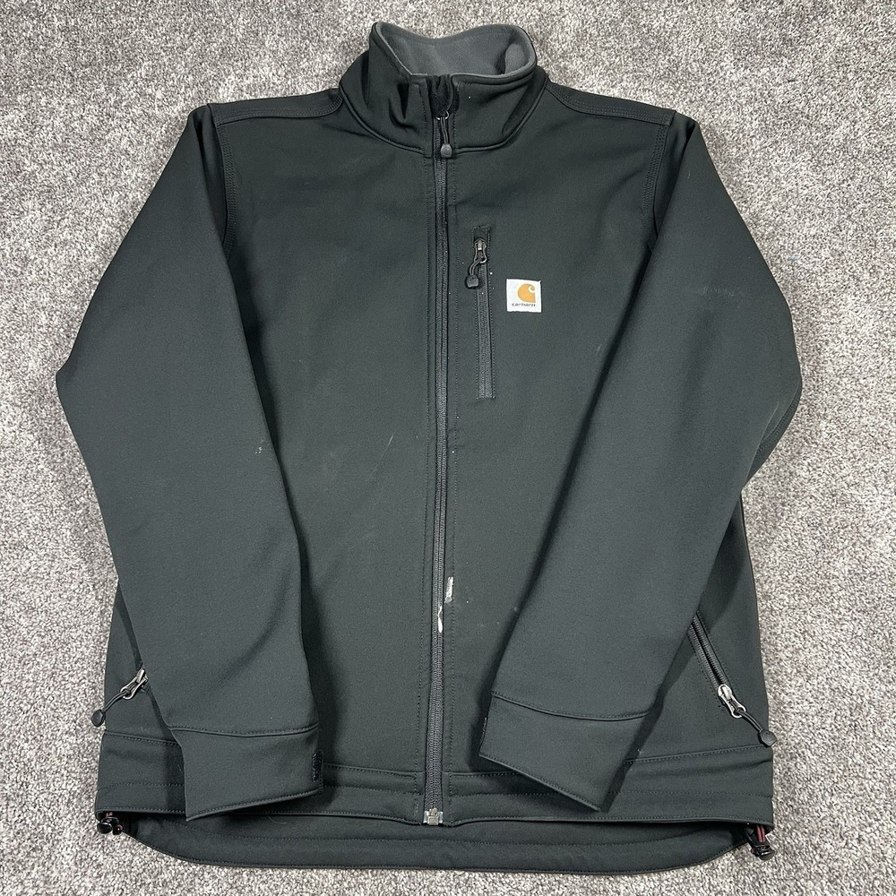 Carhartt Rain Defender Soft Shell Jacket Mens Medium Black Lined Full Zip PAINT